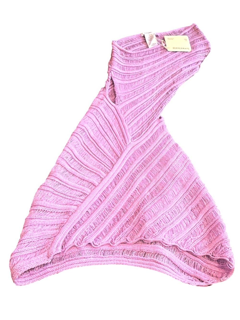 Peppermayo Percilla Ladder Knit Mini-Dress | One-Shoulder | Small | NWT